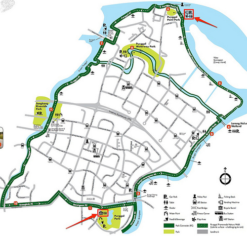 Punggol map for cycling tour 26 km